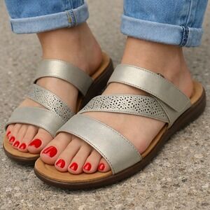 Easy‎ Spirit Women's West 3 Adjustable Slide Sandals Size 8.5 M Gold Used #0447